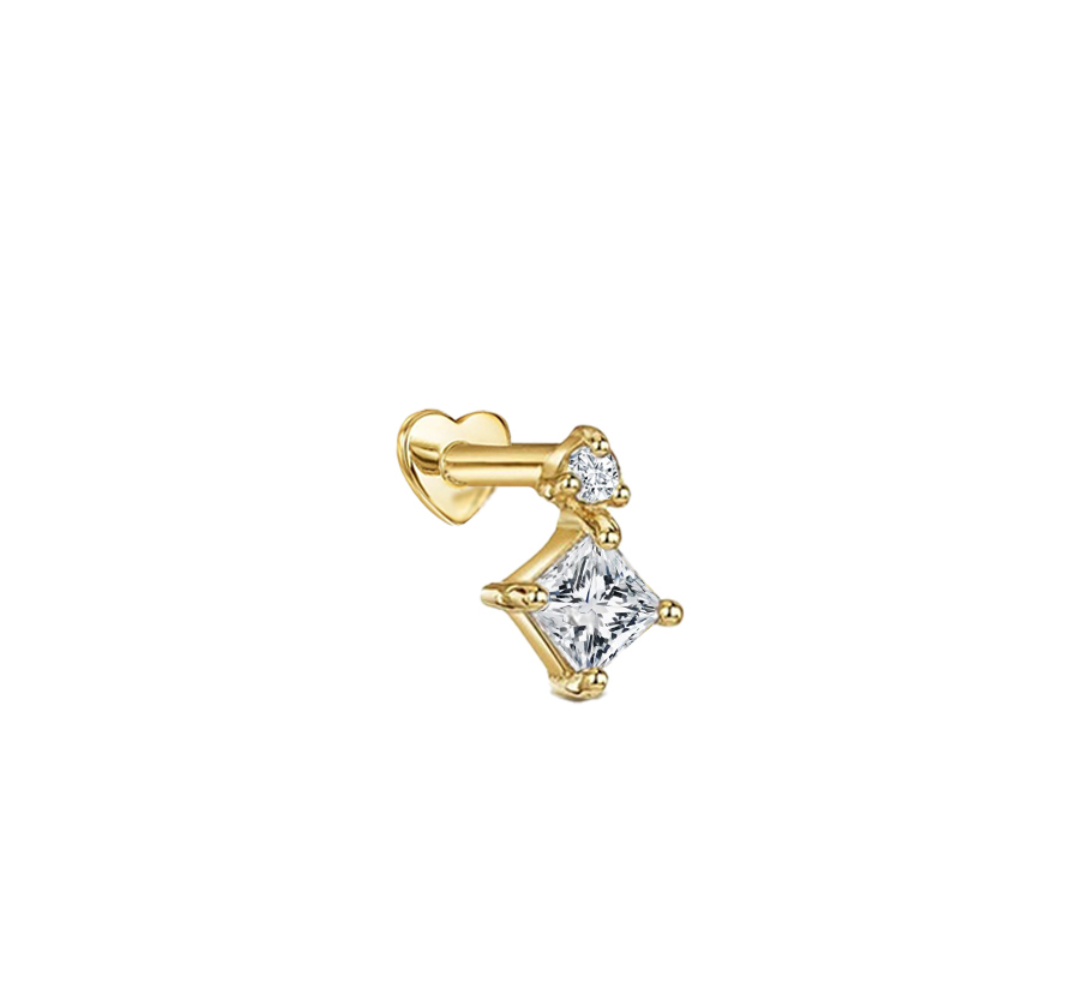 Bethel Sterling Silver and Cubic Zirconia Heart and Charm Single Earring