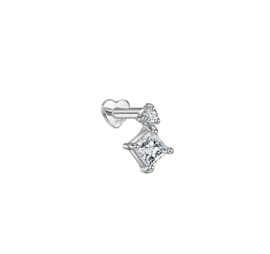 Bethel Sterling Silver and Cubic Zirconia Heart and Charm Single Earring