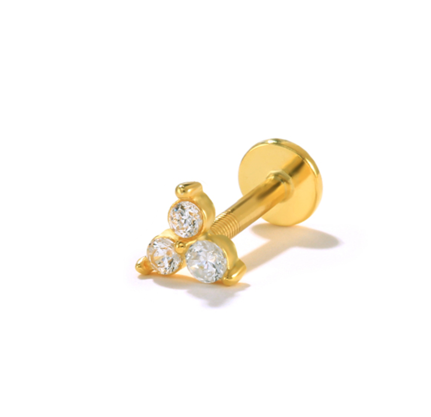 Lucinda Sterling Silver and Cubic Zirconia Triangular Single Earring