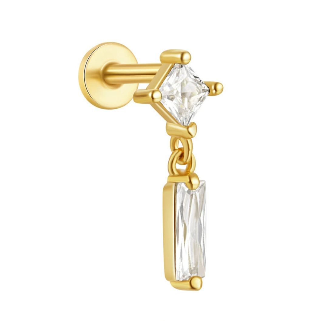 Rosamund Sterling Silver and Baguette Cubic Zirconia Single Earring