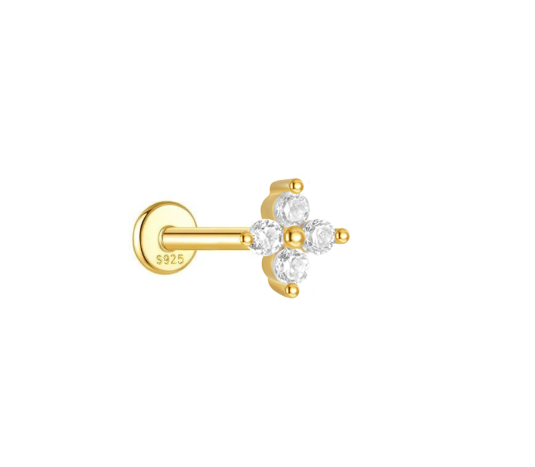 Cordelia Cubic Zirconia Floral Single Stud Earring