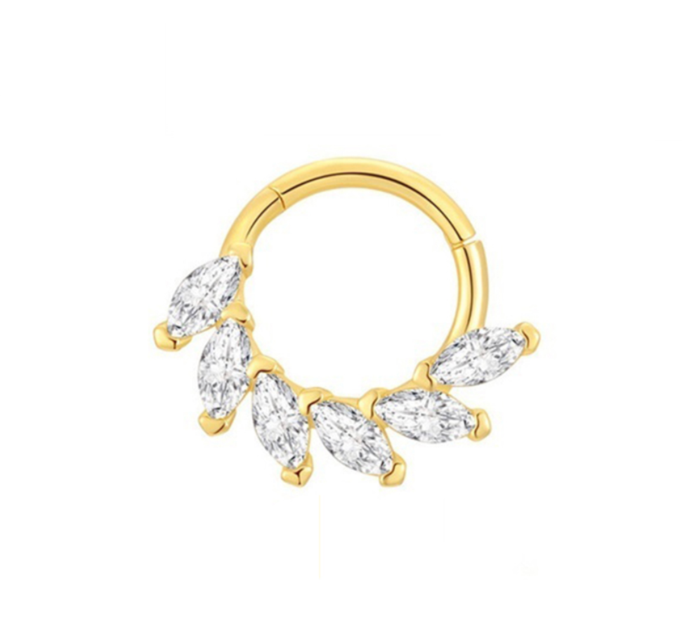 Ottilie Sterling Silver and Marquise Cubic Zirconia Single Hoop Earring