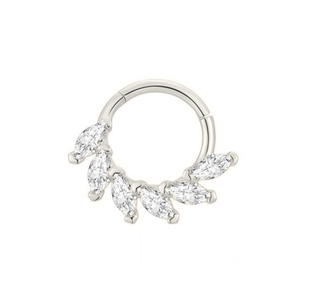 Ottilie Sterling Silver and Marquise Cubic Zirconia Single Hoop Earring