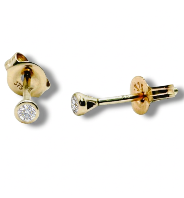 Kristie Yellow Gold and Diamond Bezel Set Stud Earrings