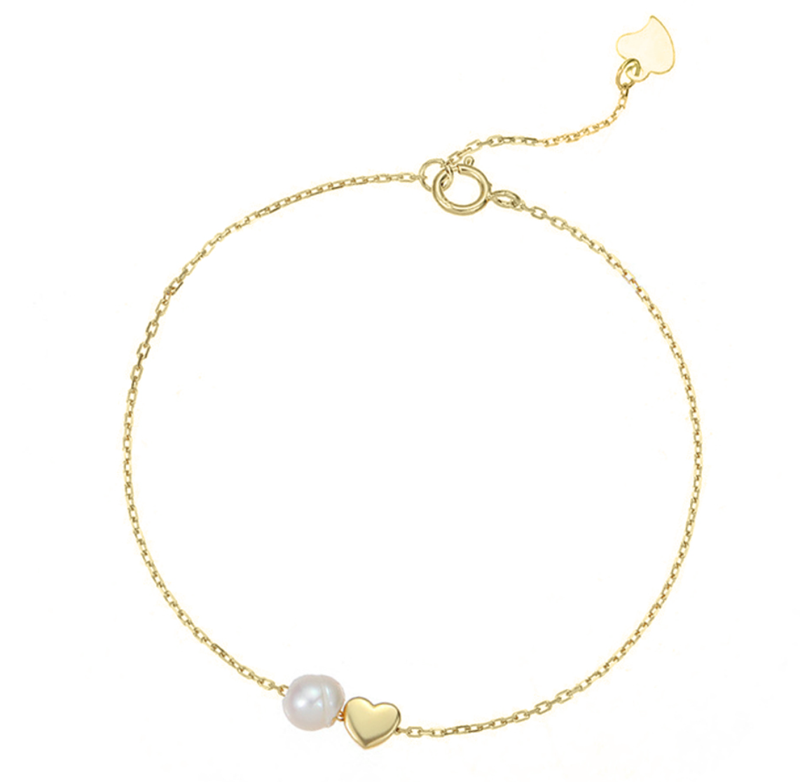 Cathy Sterling Silver, Pearl and Heart Fine Bracelet