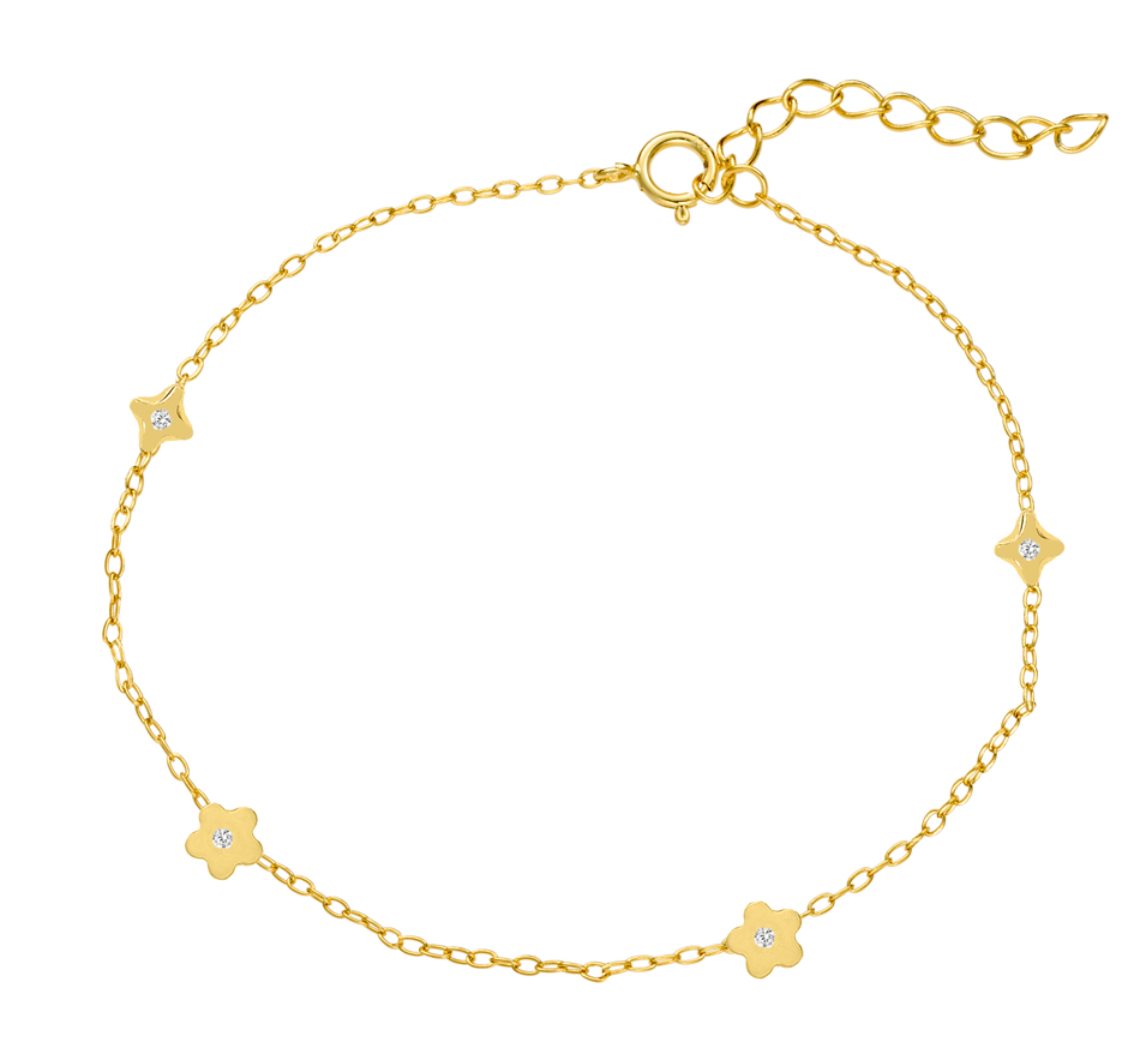 Talia Sterling Silver Multi Flower Bracelet