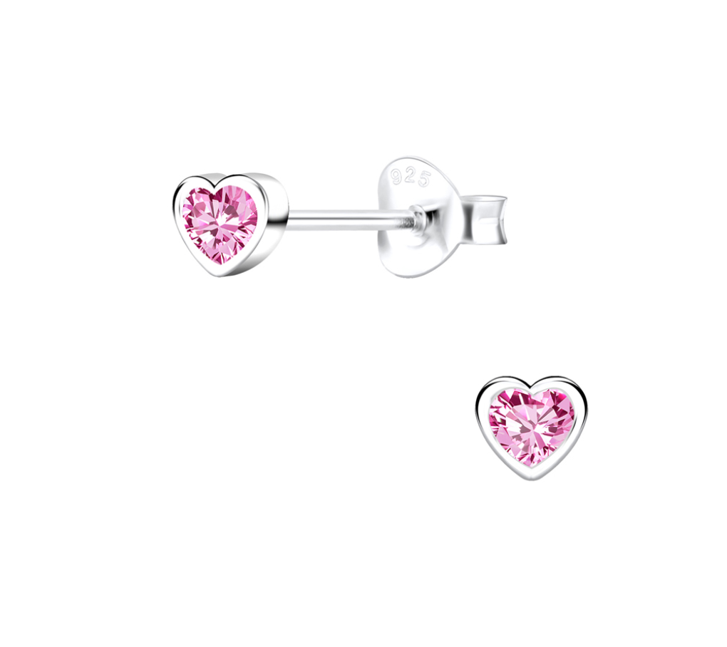 Danni Dazzling Pink Mini Heart Studs
