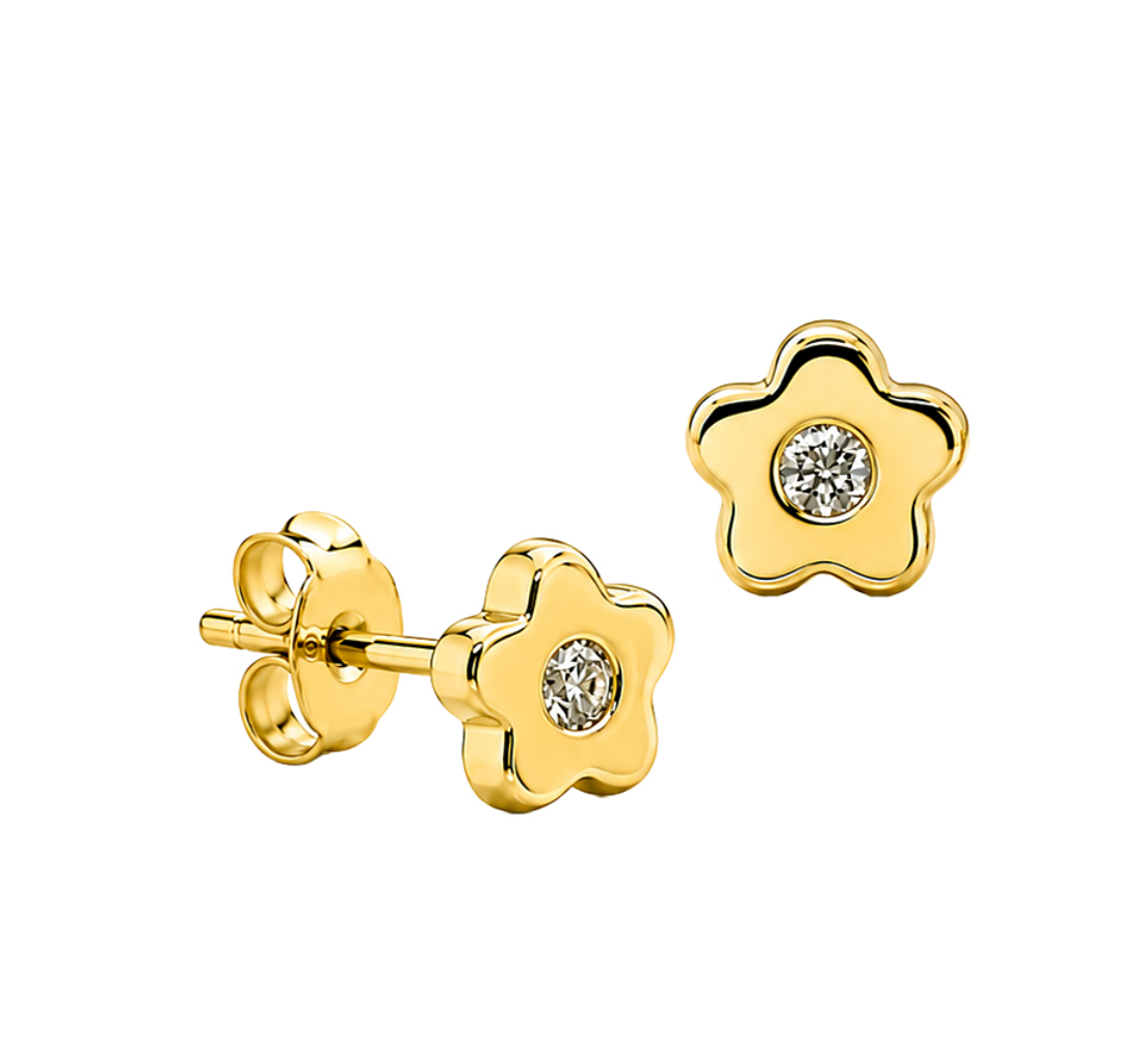 Kelly Solid Gold and Diamond* Floral Stud Earrings