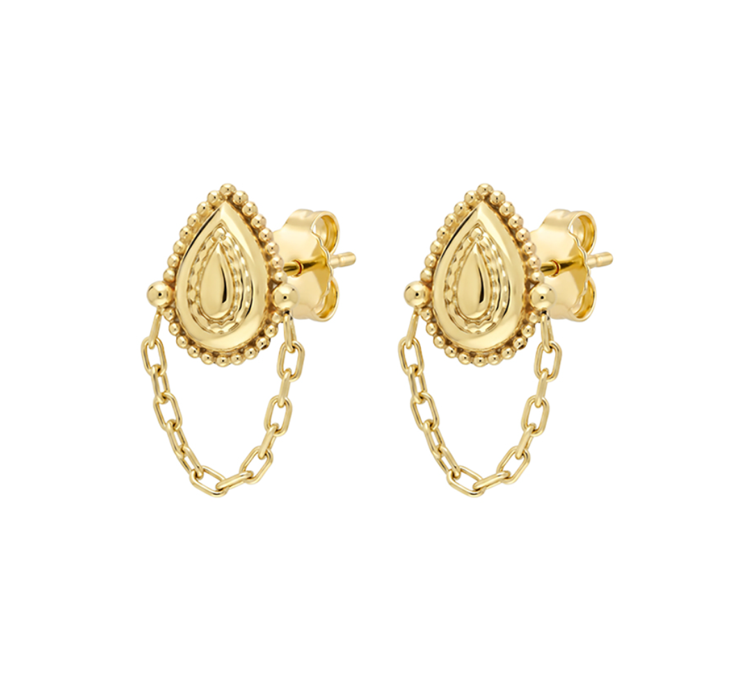 Nikki Teardrop Chain Stud Earrings
