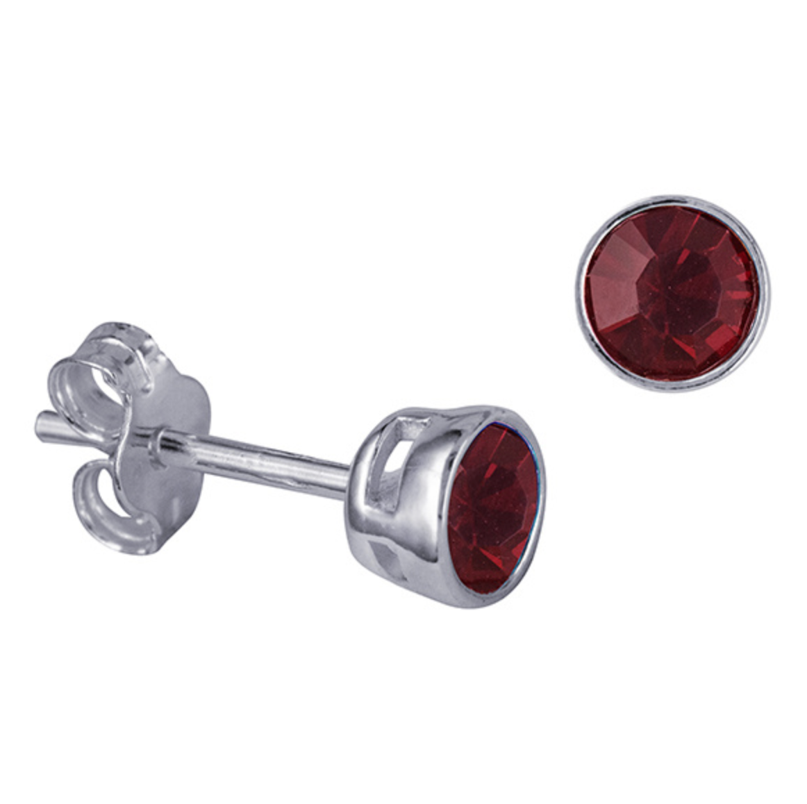 Sterling Silver Bezel Set 4mm Birthstone Stud Earrings - Caesar Loves Ava