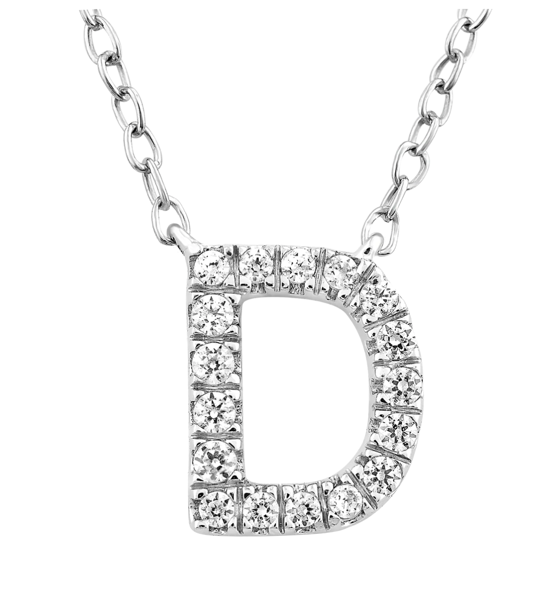 Solid White Gold and Diamond Initial Necklace - Caesar Loves Ava