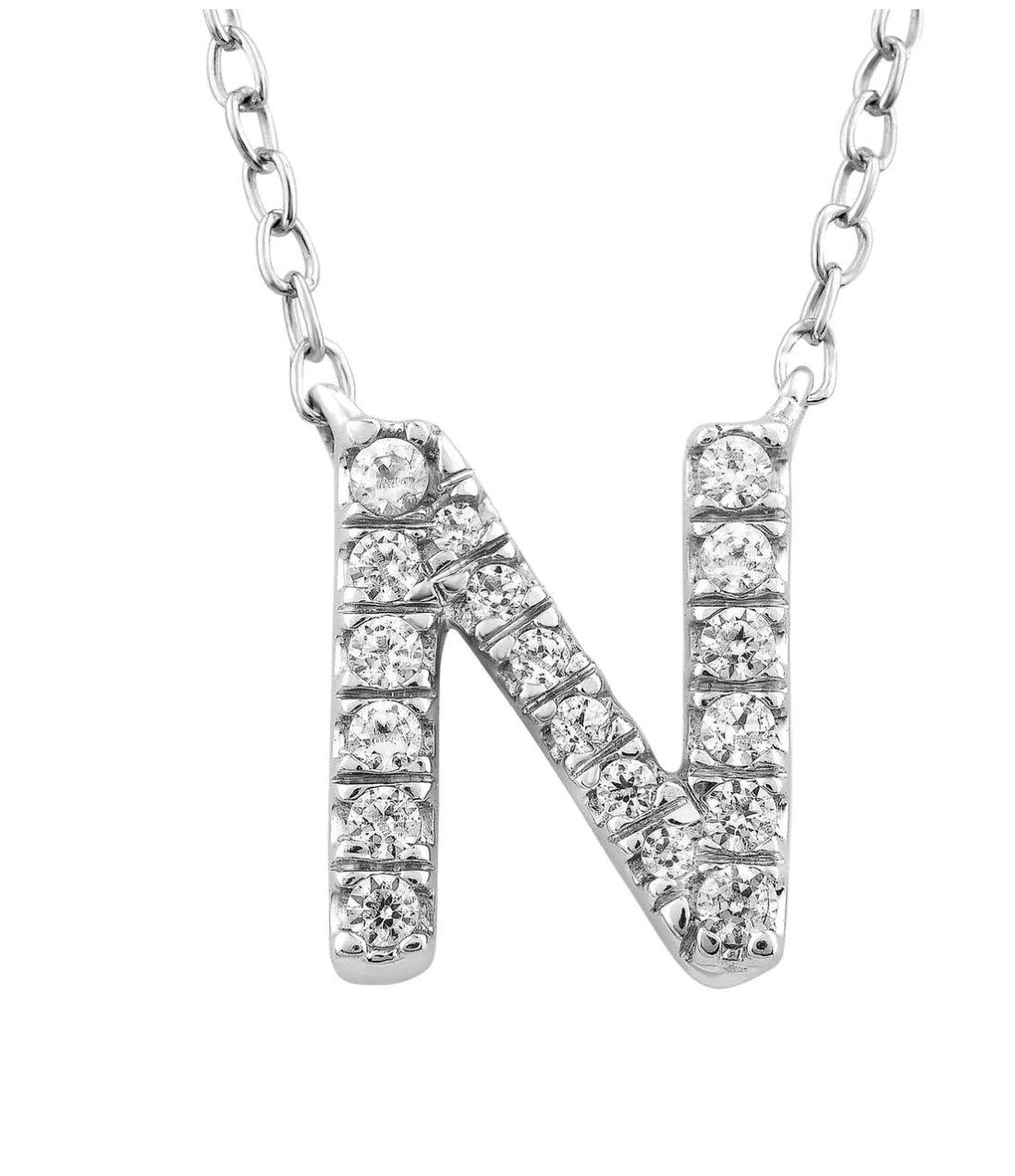 Solid White Gold and Diamond Initial Necklace - Caesar Loves Ava