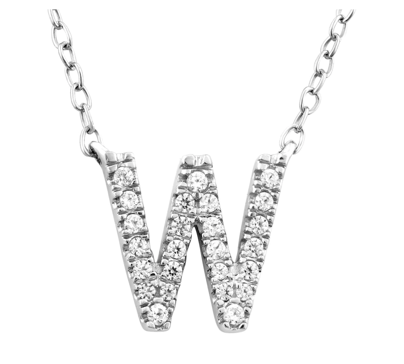 Solid White Gold and Diamond Initial Necklace - Caesar Loves Ava