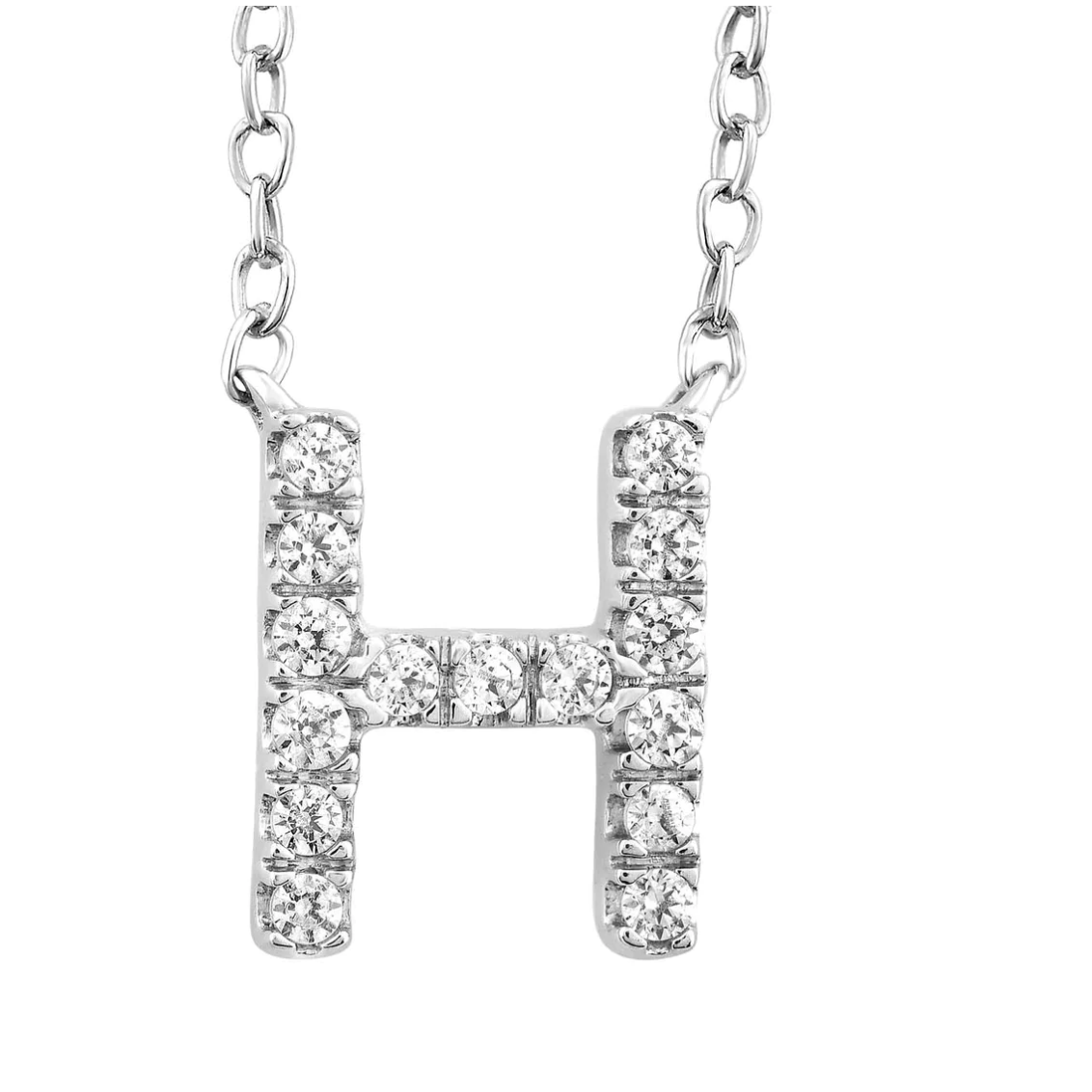 Solid White Gold and Diamond Initial Necklace - Caesar Loves Ava