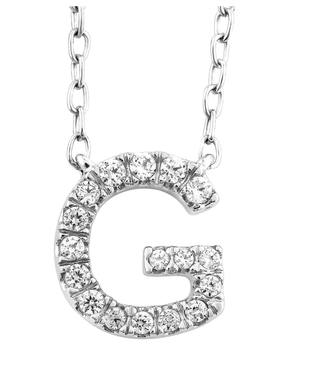 Solid White Gold and Diamond Initial Necklace - Caesar Loves Ava