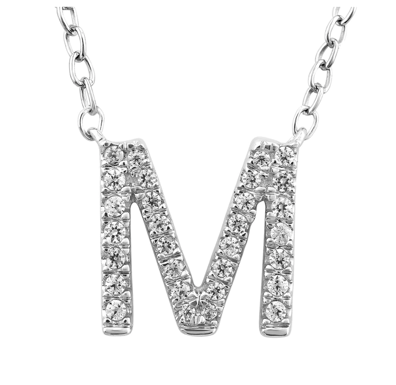 Solid White Gold and Diamond Initial Necklace - Caesar Loves Ava