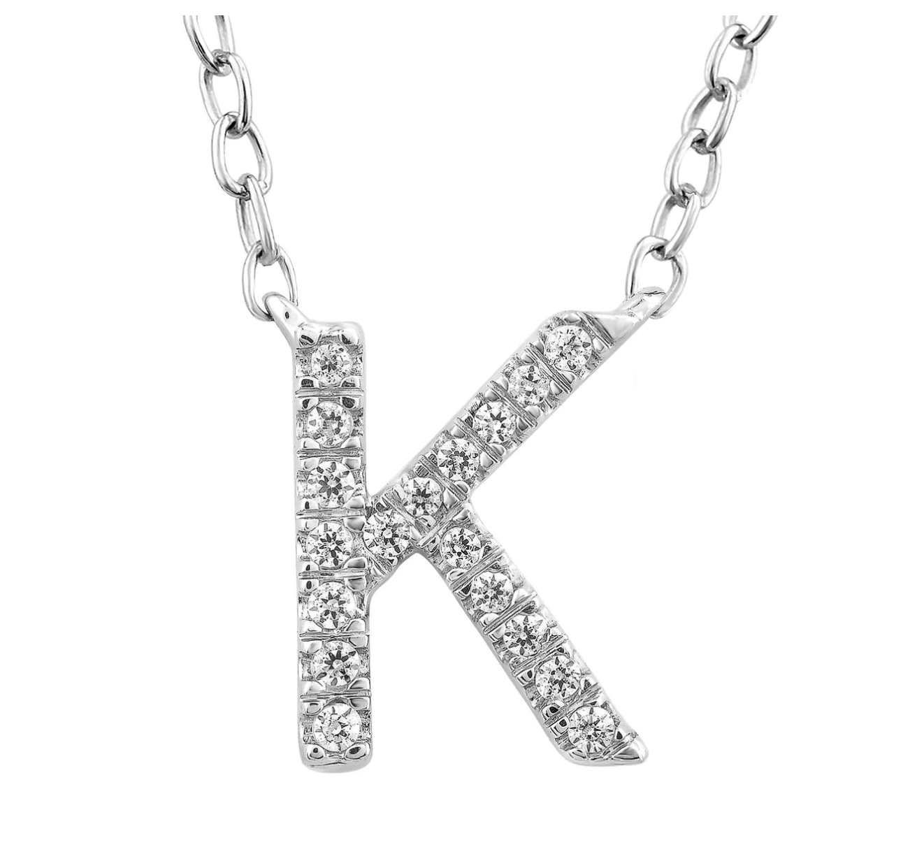 Solid White Gold and Diamond Initial Necklace - Caesar Loves Ava