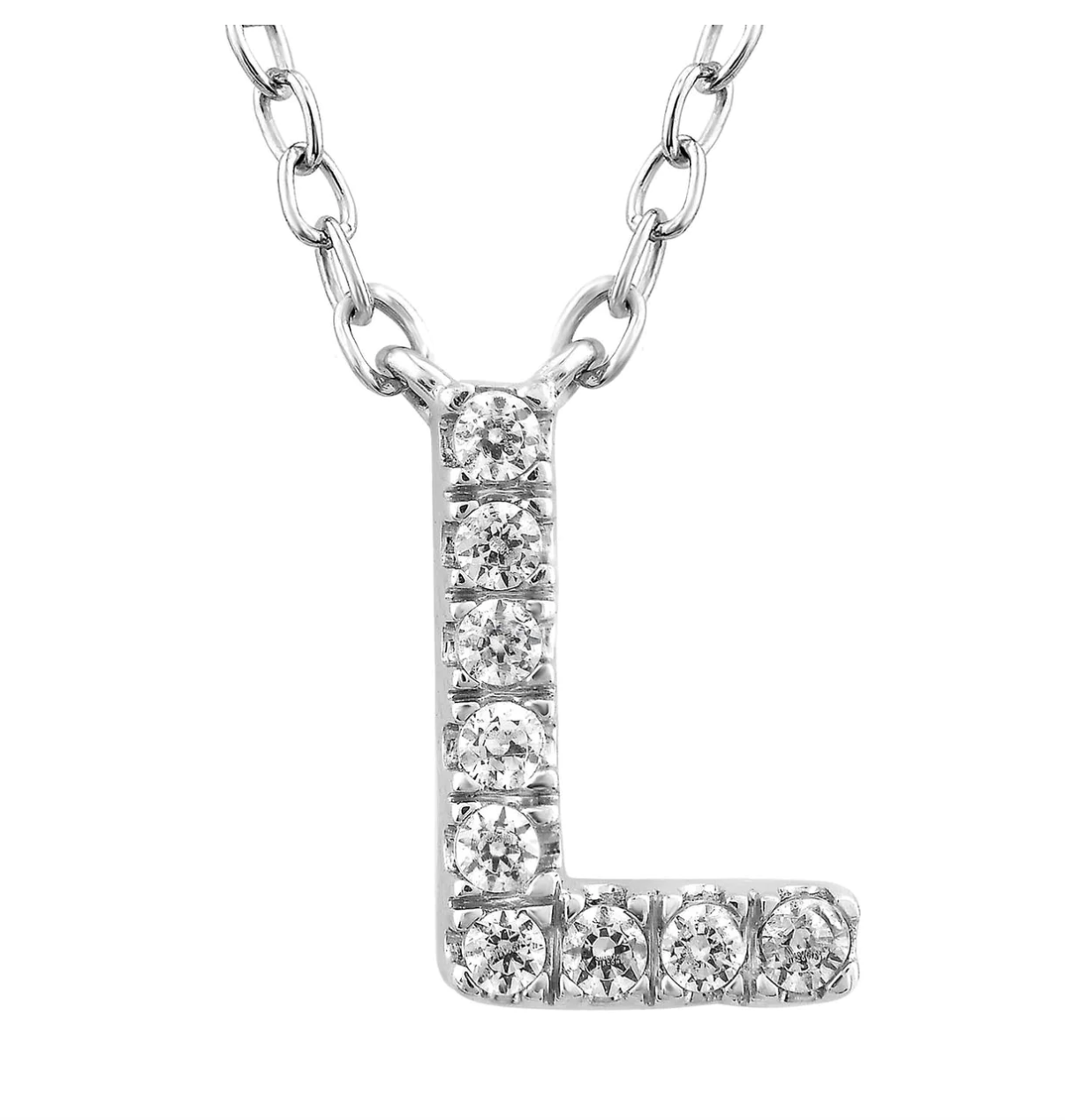 Solid White Gold and Diamond Initial Necklace - Caesar Loves Ava