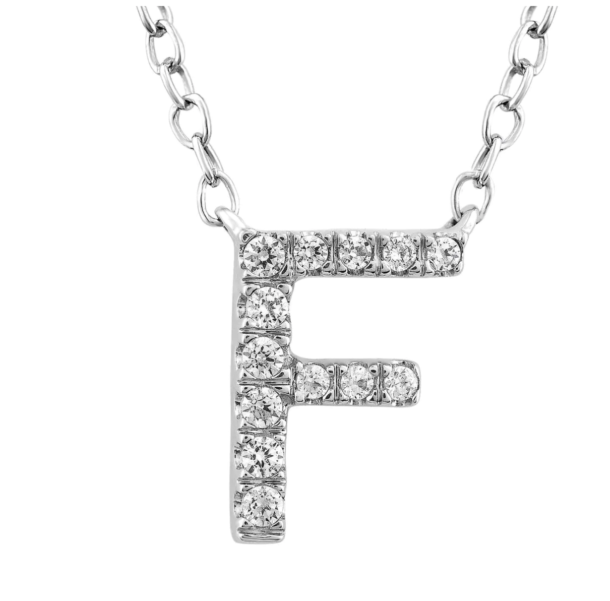 Solid White Gold and Diamond Initial Necklace - Caesar Loves Ava