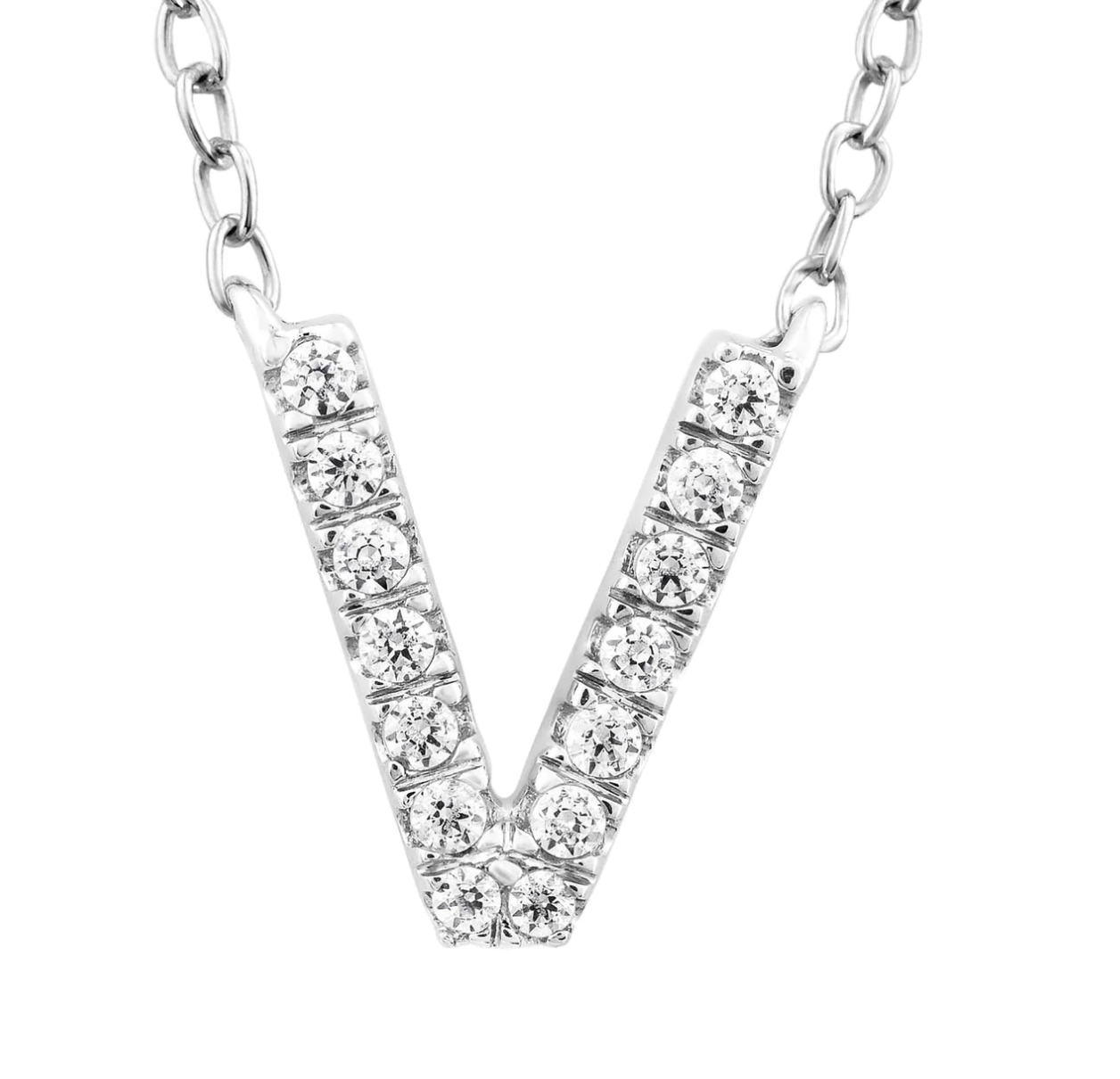 Solid White Gold and Diamond Initial Necklace - Caesar Loves Ava