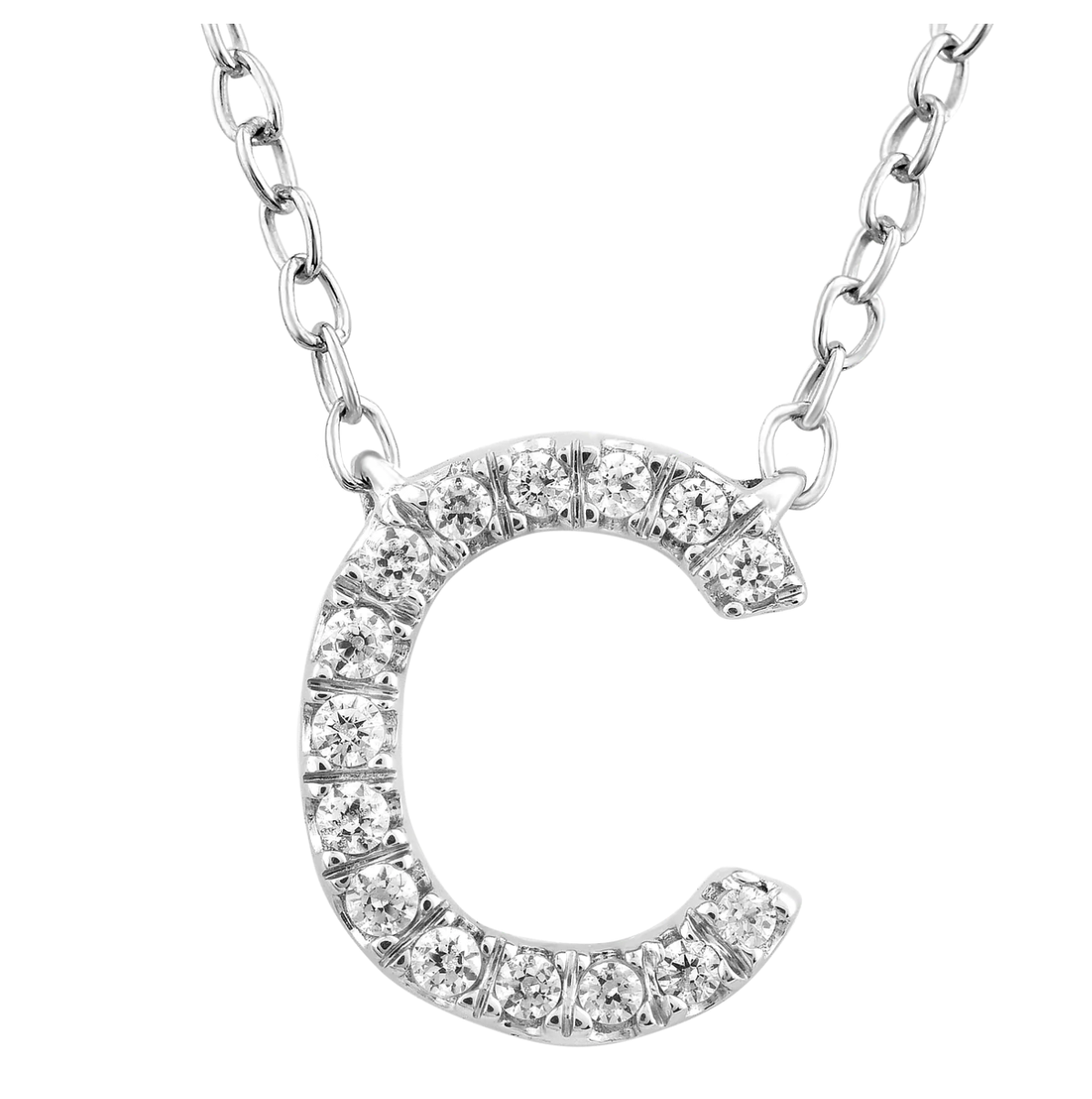 Solid White Gold and Diamond Initial Necklace - Caesar Loves Ava