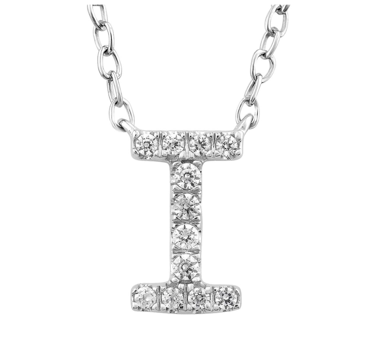 Solid White Gold and Diamond Initial Necklace - Caesar Loves Ava
