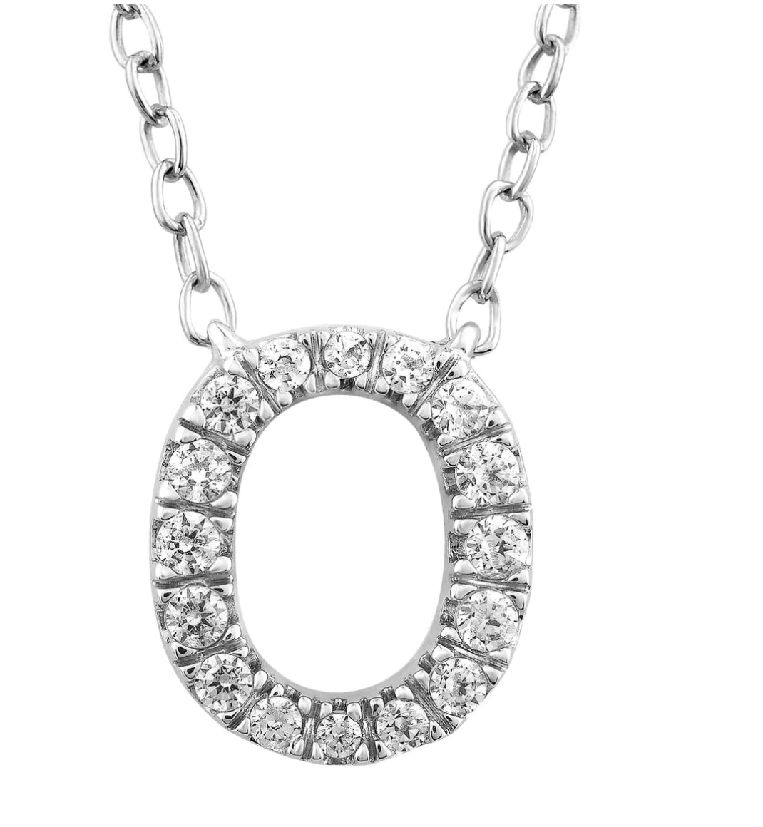Solid White Gold and Diamond Initial Necklace - Caesar Loves Ava