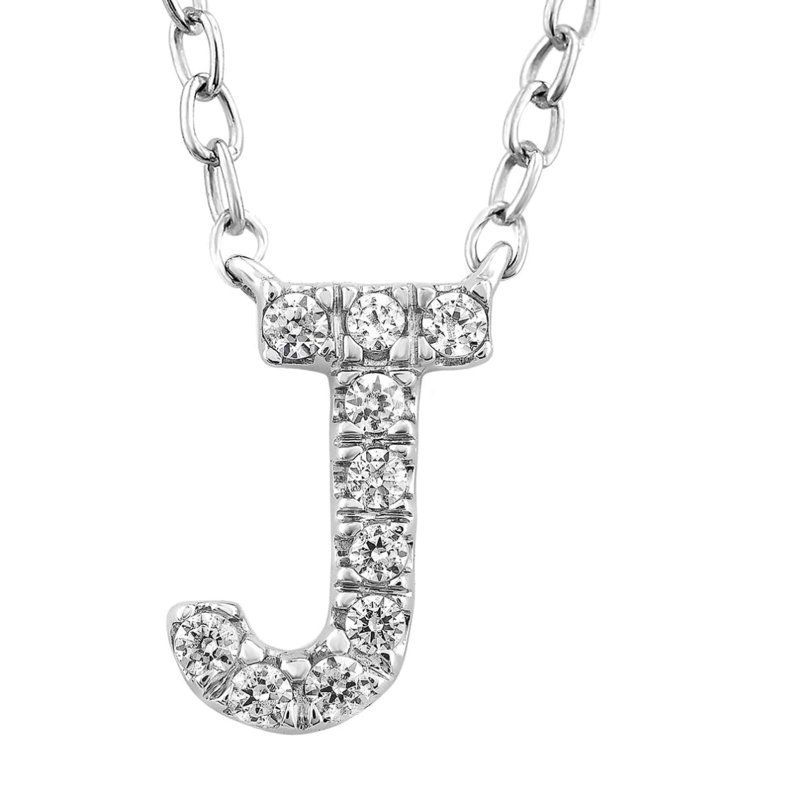 Solid White Gold and Diamond Initial Necklace - Caesar Loves Ava