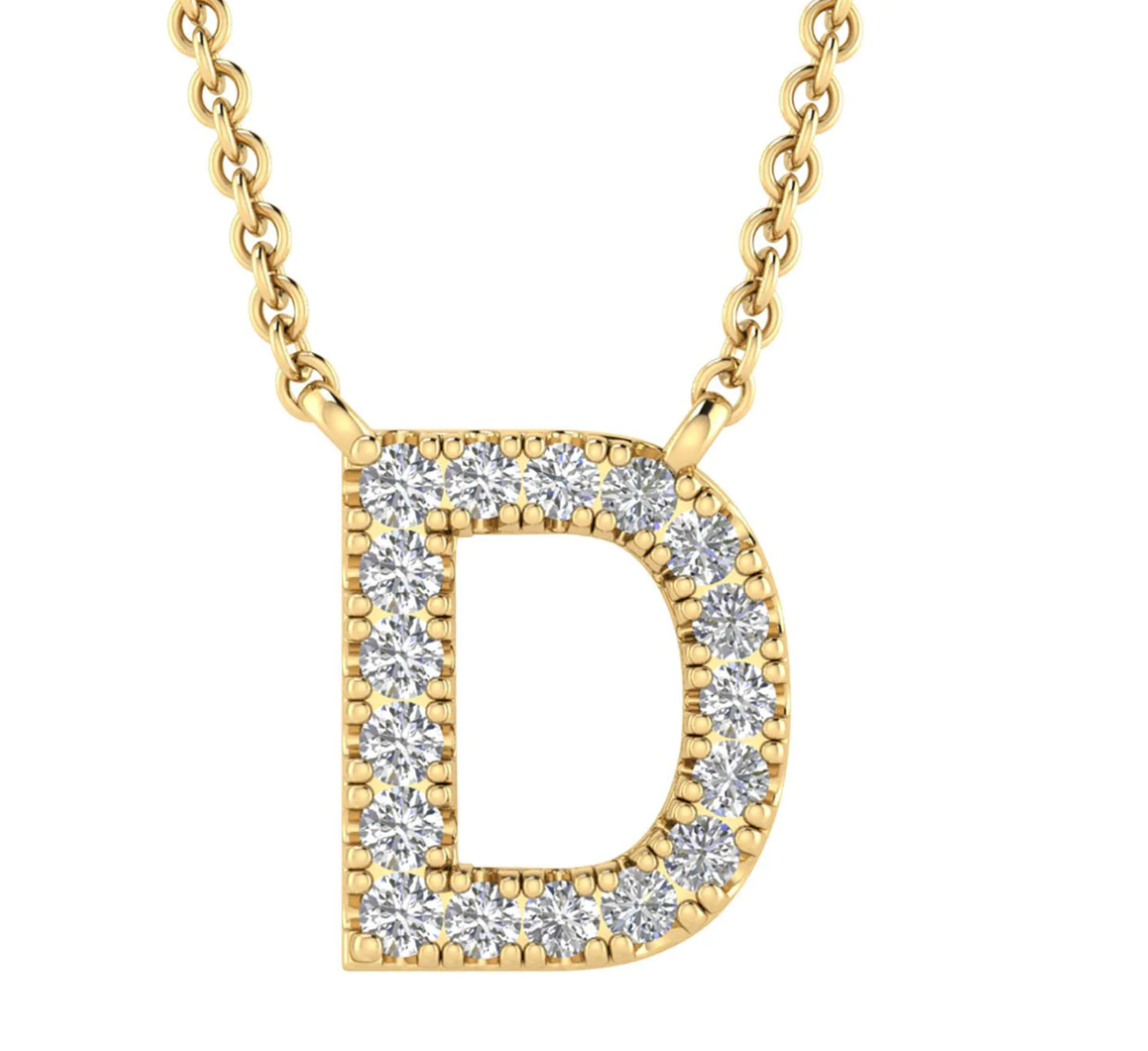 Solid Yellow Gold and Diamond Initial Necklace - Caesar Loves Ava