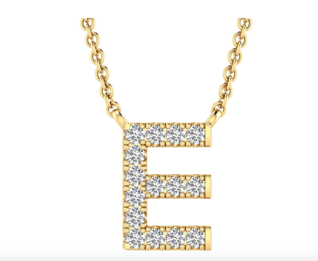Solid Yellow Gold and Diamond Initial Necklace - Caesar Loves Ava