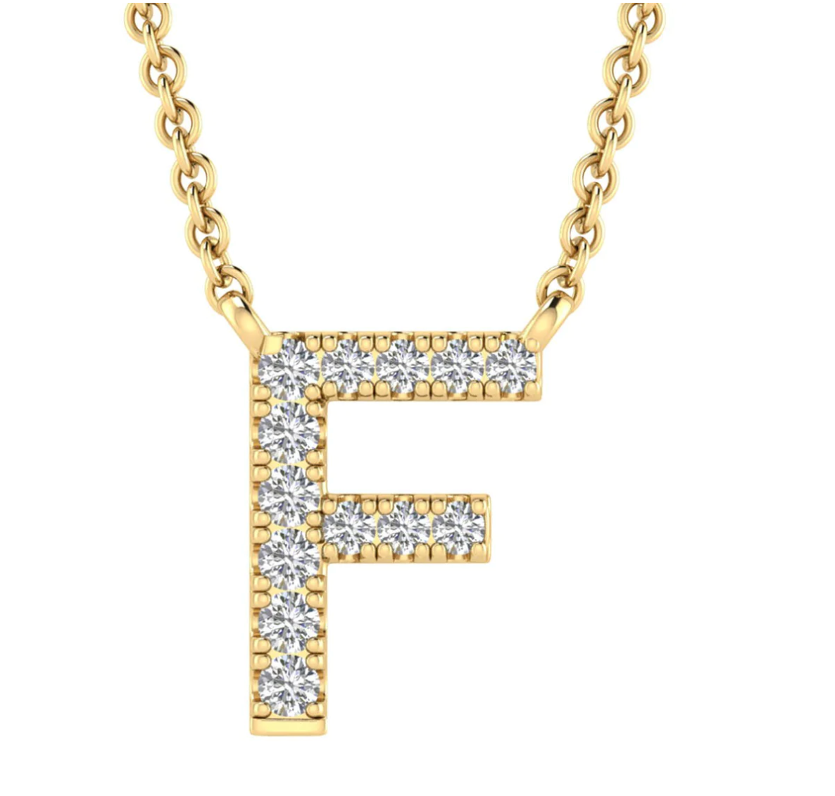 Solid Yellow Gold and Diamond Initial Necklace - Caesar Loves Ava