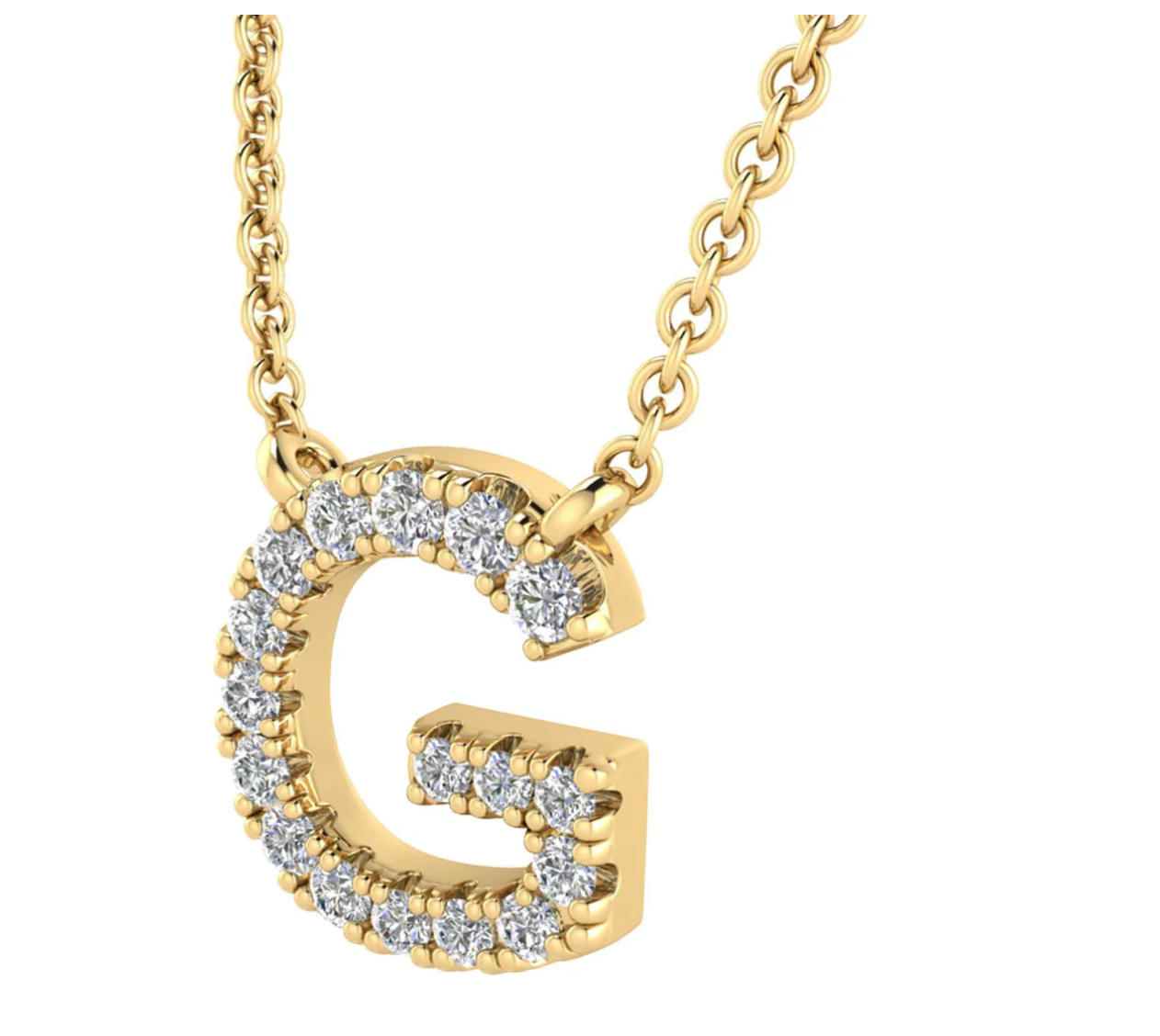 Solid Yellow Gold and Diamond Initial Necklace - Caesar Loves Ava