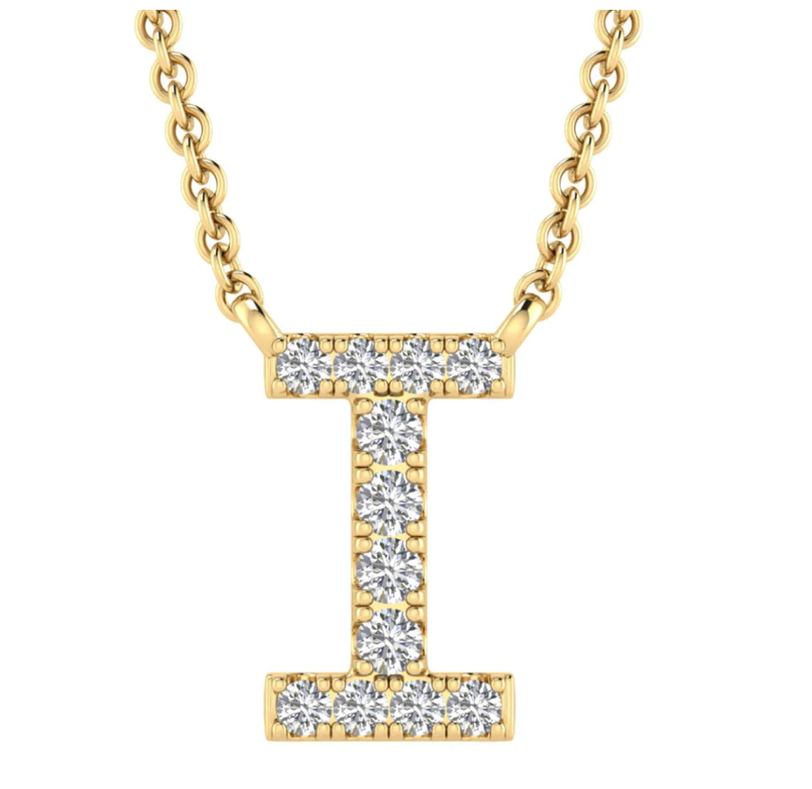 Solid Yellow Gold and Diamond Initial Necklace - Caesar Loves Ava