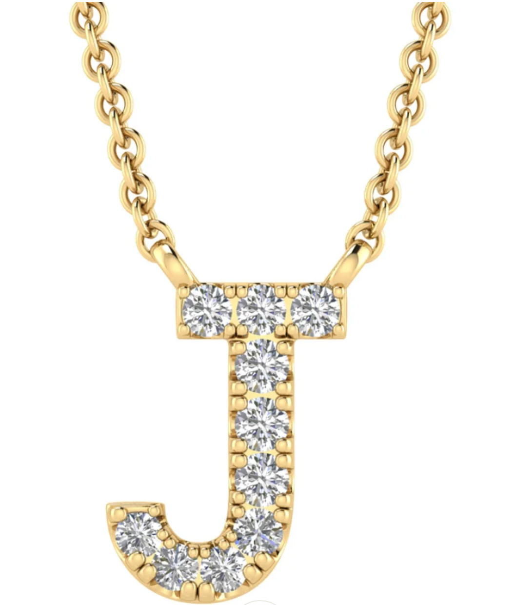 Solid Yellow Gold and Diamond Initial Necklace - Caesar Loves Ava