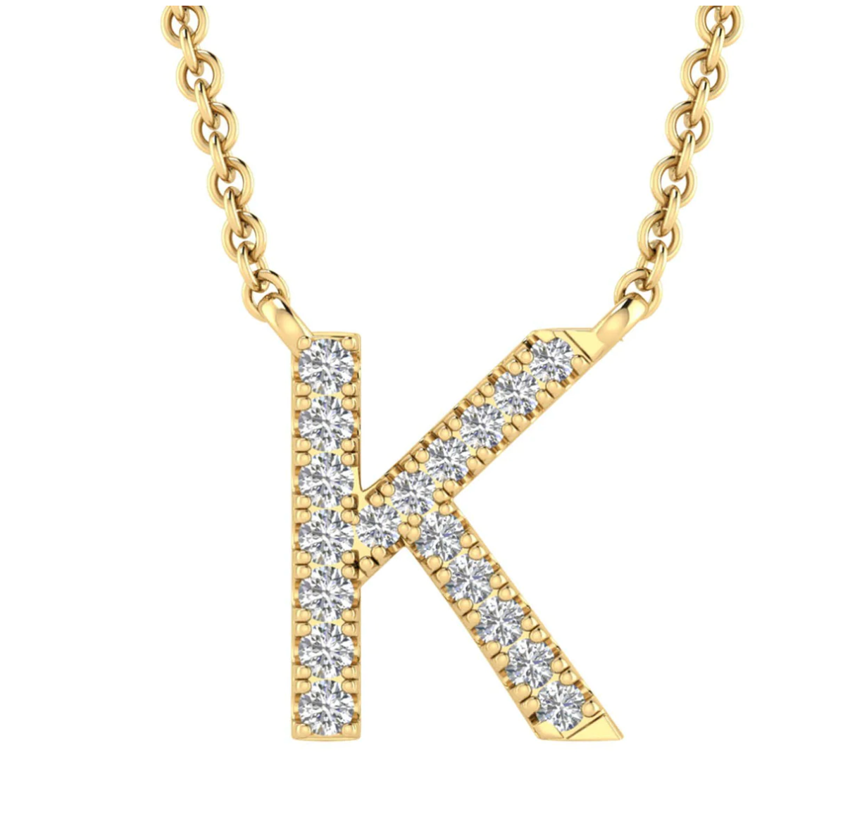 Solid Yellow Gold and Diamond Initial Necklace - Caesar Loves Ava