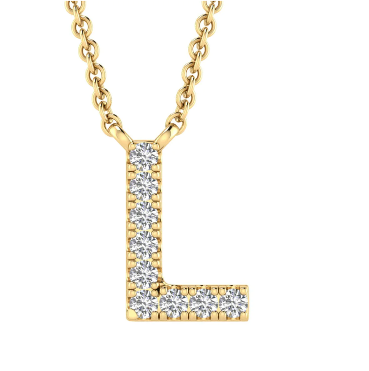 Solid Yellow Gold and Diamond Initial Necklace - Caesar Loves Ava