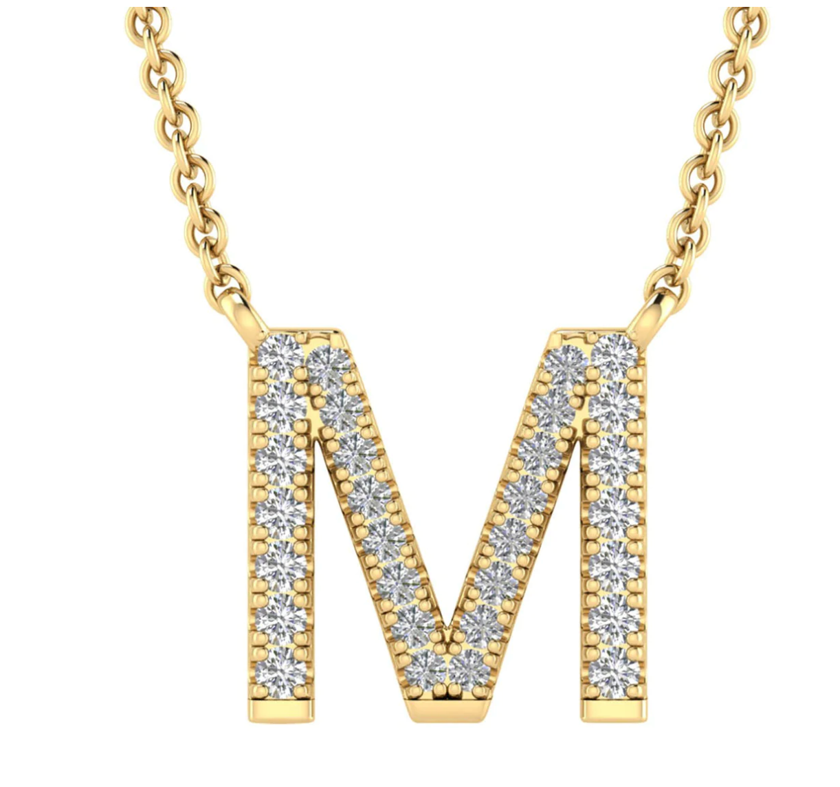 Solid Yellow Gold and Diamond Initial Necklace - Caesar Loves Ava