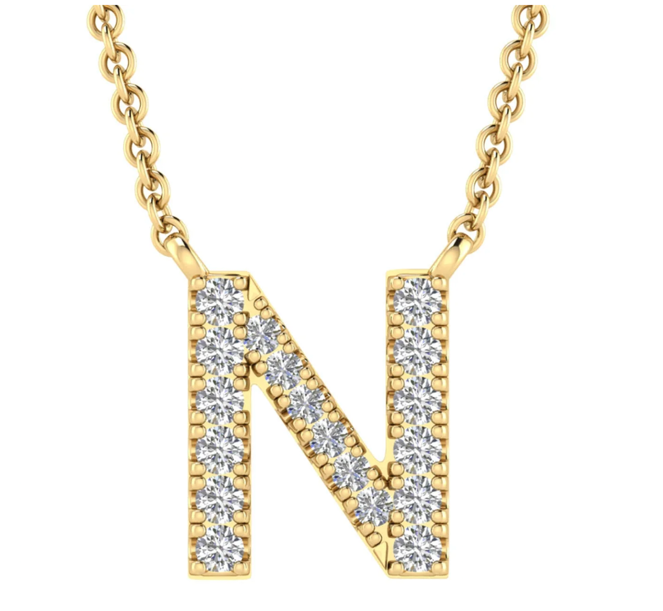 Solid Yellow Gold and Diamond Initial Necklace - Caesar Loves Ava