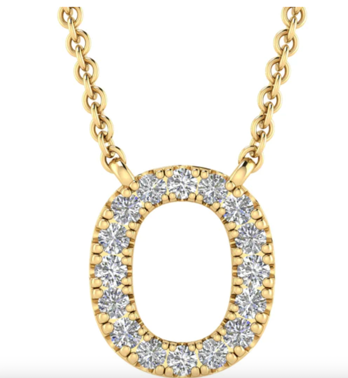 Solid Yellow Gold and Diamond Initial Necklace - Caesar Loves Ava