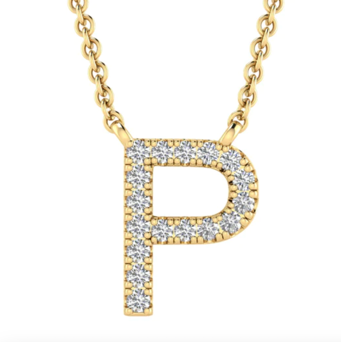 Solid Yellow Gold and Diamond Initial Necklace - Caesar Loves Ava