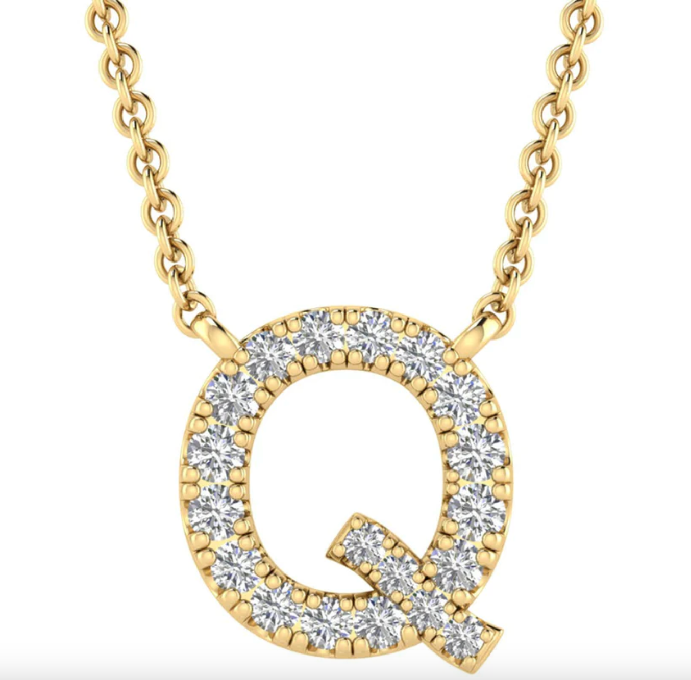 Solid Yellow Gold and Diamond Initial Necklace - Caesar Loves Ava