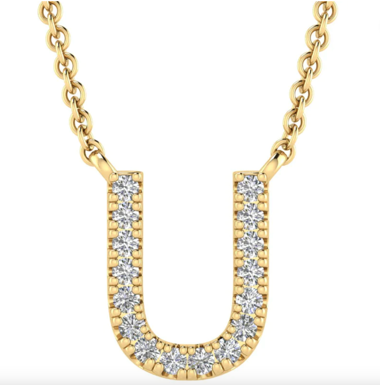 Solid Yellow Gold and Diamond Initial Necklace - Caesar Loves Ava
