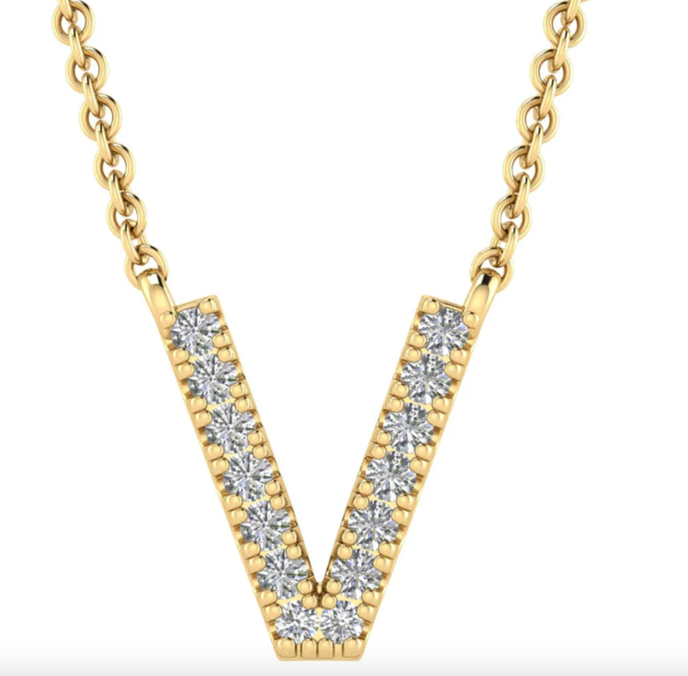 Solid Yellow Gold and Diamond Initial Necklace - Caesar Loves Ava