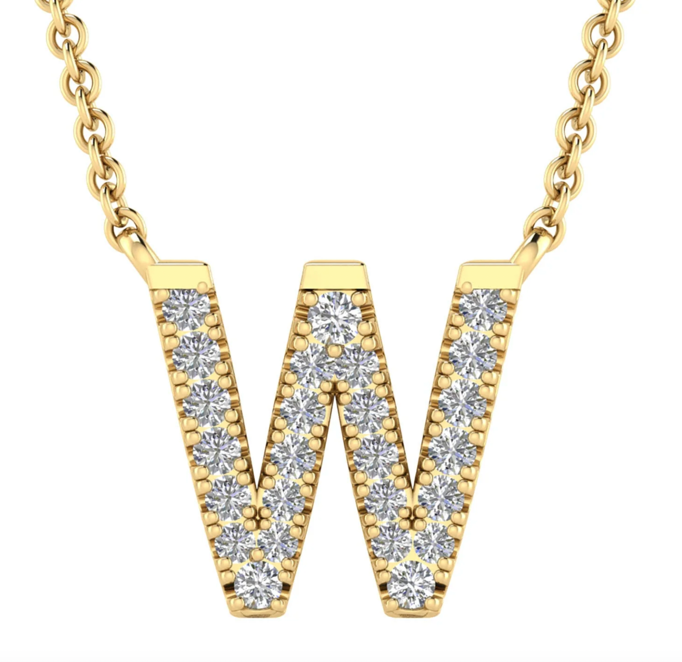 Solid Yellow Gold and Diamond Initial Necklace - Caesar Loves Ava