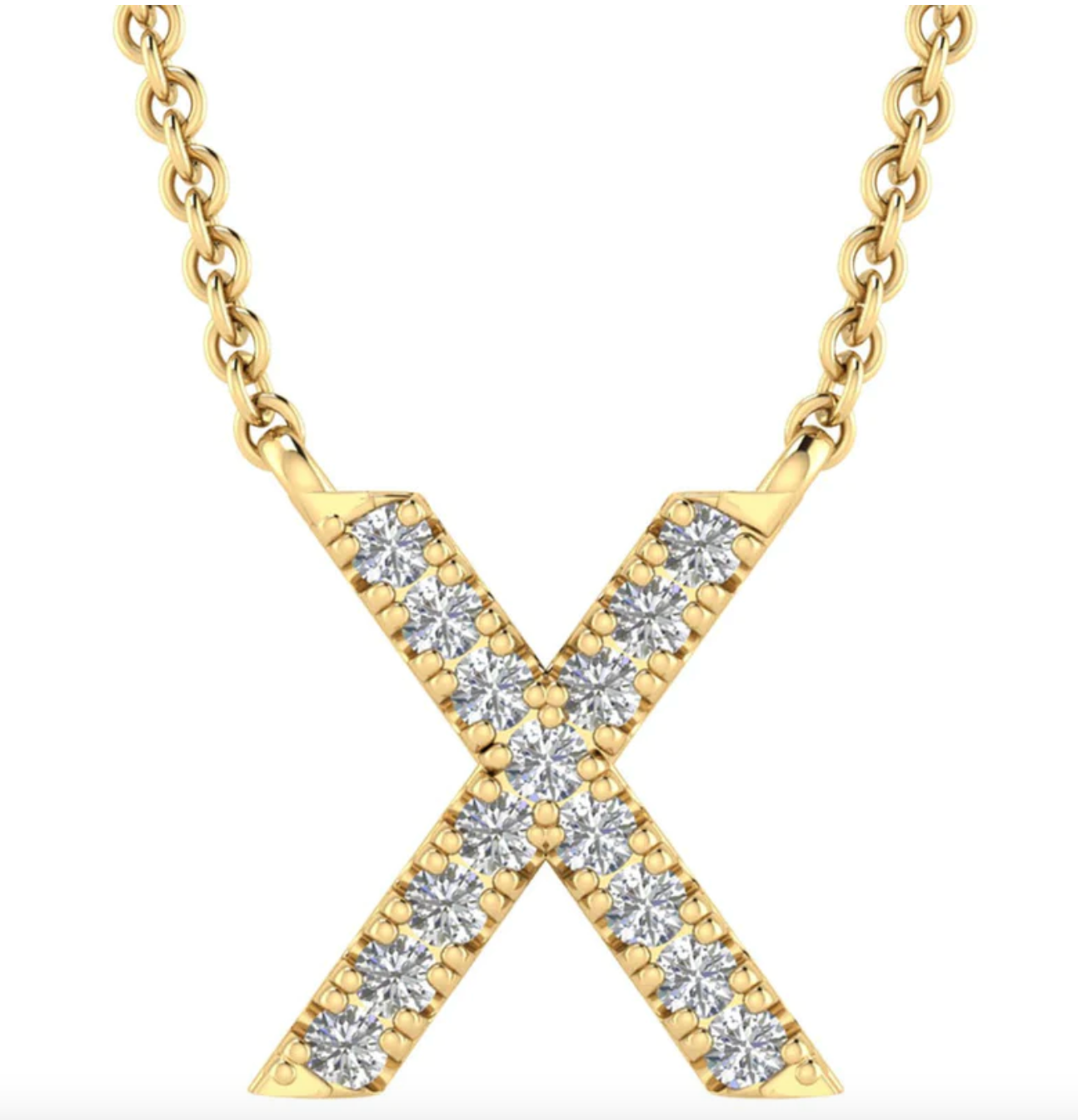 Solid Yellow Gold and Diamond Initial Necklace - Caesar Loves Ava