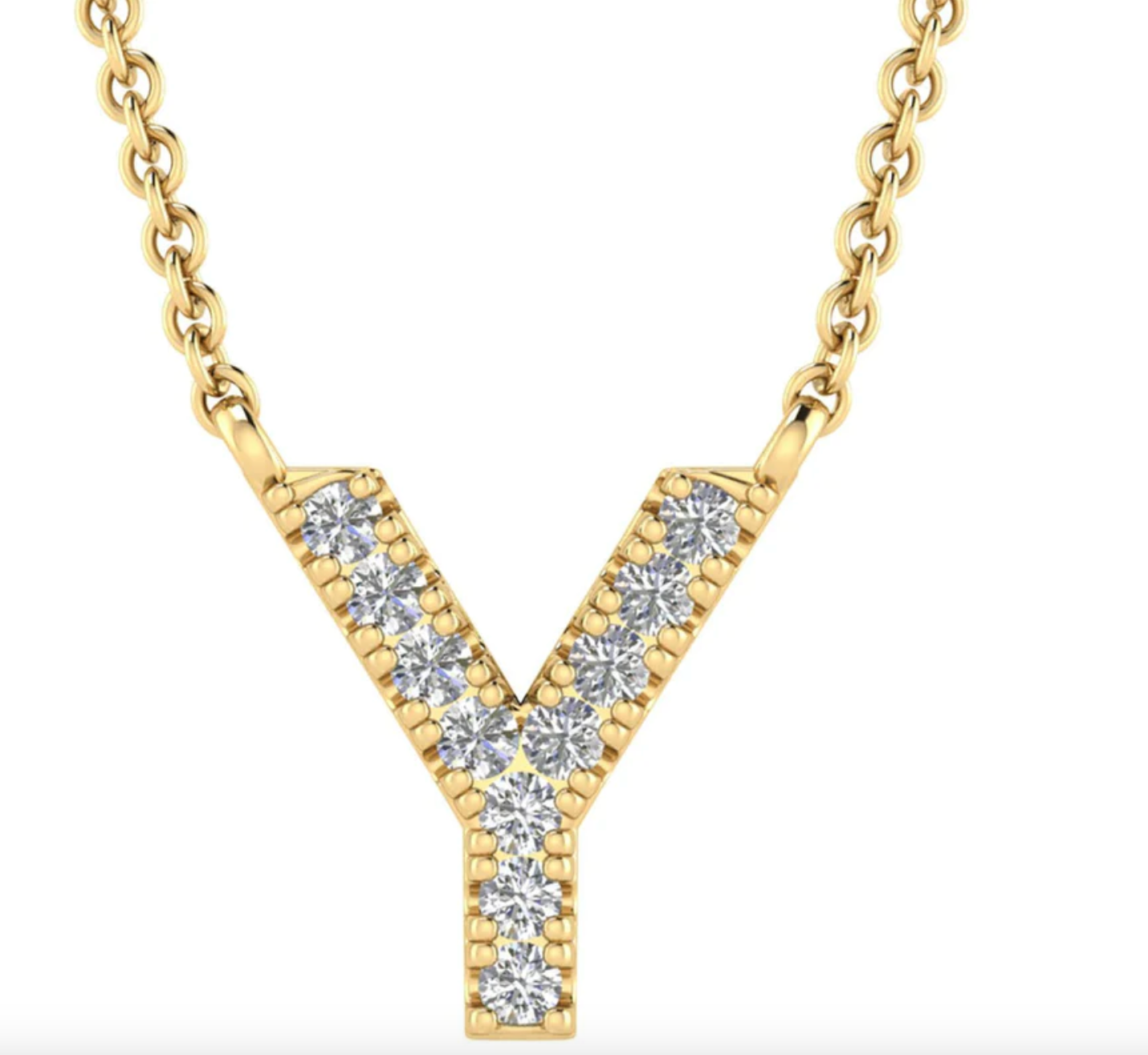 Solid Yellow Gold and Diamond Initial Necklace - Caesar Loves Ava