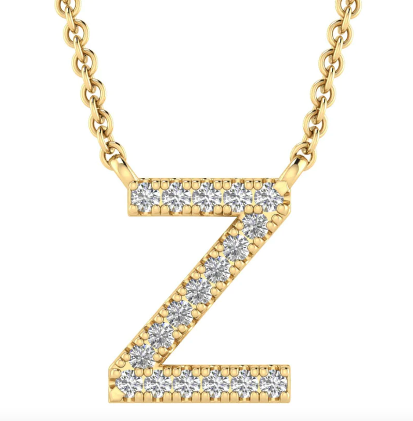Solid Yellow Gold and Diamond Initial Necklace - Caesar Loves Ava