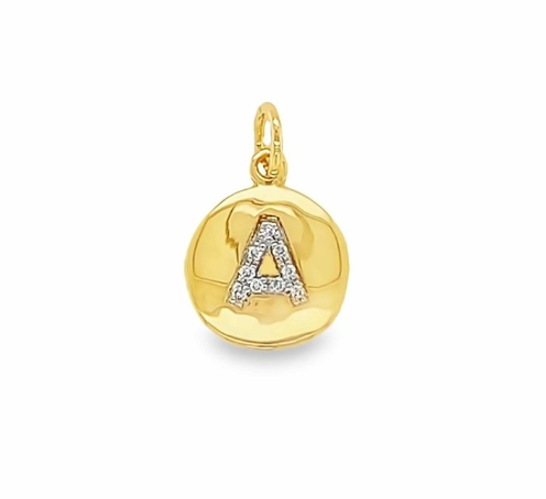 Solid Gold and Diamond Initial Pendant - Caesar Loves Ava