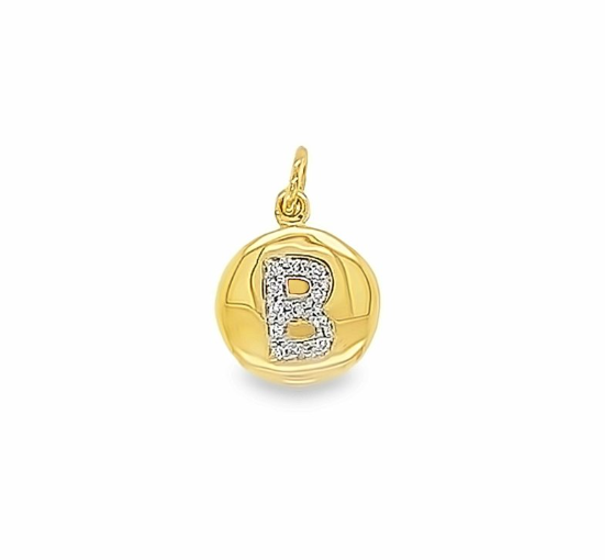 Solid Gold and Diamond Initial Pendant - Caesar Loves Ava