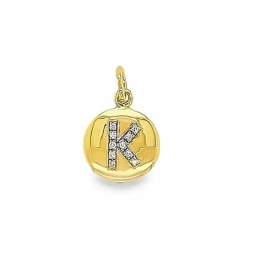 Solid Gold and Diamond Initial Pendant - Caesar Loves Ava